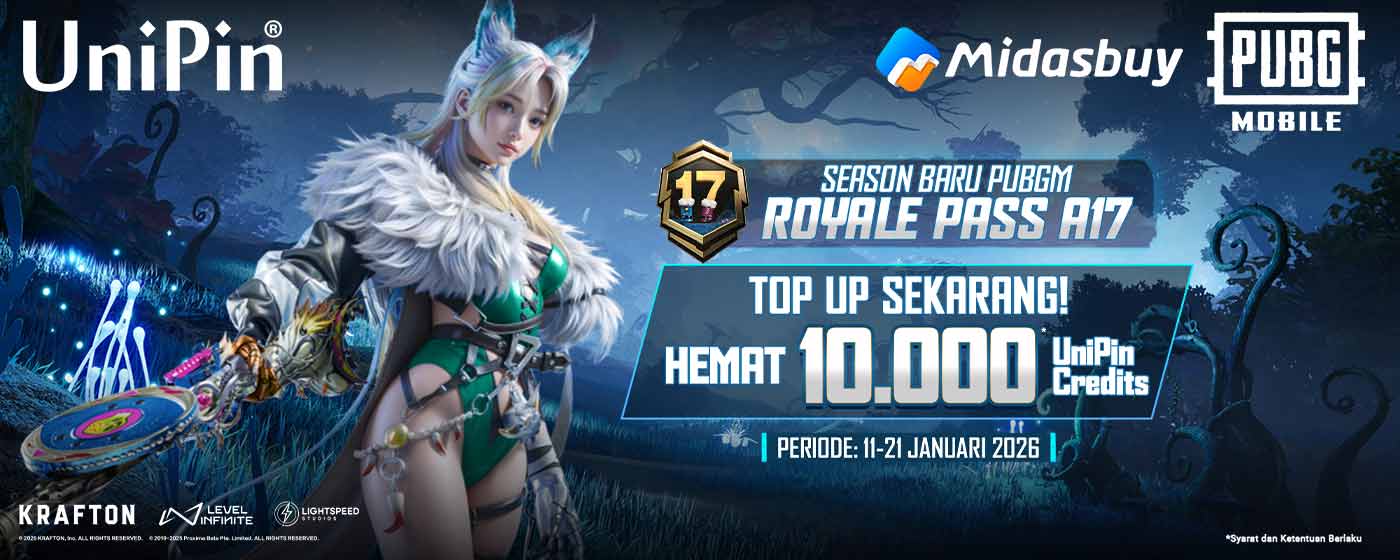 PUBGM New Season Royale Pass A17 kini Hadir! Buruan Top Up UC dan dapatkan Cashback!